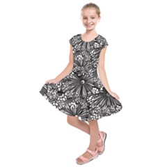 Mid Century Retro Floral 1970s 1960s Pattern 73 Kids  Short Sleeve Dress by violetheavensky