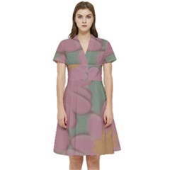 Mid Century Retro Floral 1970s 1960s Pattern 80 Short Sleeve Waist Detail Dress by violetheavensky