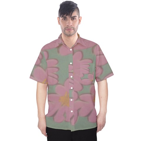 Mid Century Retro Floral 1970s 1960s Pattern 80 Men s Hawaii Shirt by violetheavensky
