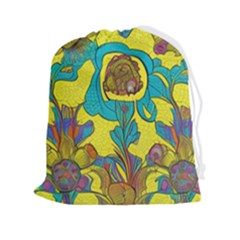 Mid Century Retro Floral 1970s 1960s Pattern 60 Drawstring Pouch (2xl) by violetheavensky