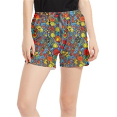 Mid Century Retro Floral 1970s 1960s Pattern 56 Women s Runner Shorts by violetheavensky
