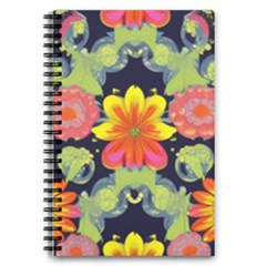 Mid Century Retro Floral 1970s 1960s Pattern 54 Notebooks by violetheavensky