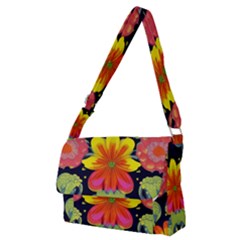 Mid Century Retro Floral 1970s 1960s Pattern 54 Full Print Messenger Bag (m) by violetheavensky