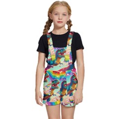 Trex/unicorns Kids  Short Overalls by RainbowTyrannosaurus