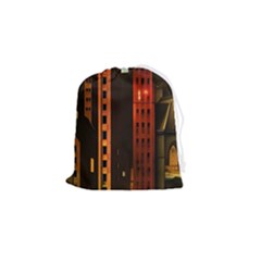 Sci-fi Futuristic Science Fiction City Neon Scene Artistic Technology Machine Fantasy Gothic Town Bu Drawstring Pouch (small) by Posterlux