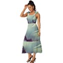Village Moon Cloudy Historical Tudor Architecture Houses Town Night Windows City Tie-Strap Tiered Midi Chiffon Dress View2
