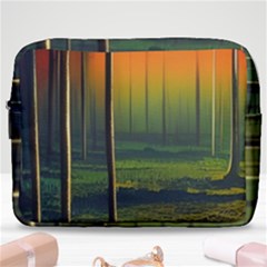 Outdoors Night Moon Full Moon Trees Setting Scene Forest Woods Light Moonlight Nature Wilderness Lan Make Up Pouch (large) by Posterlux