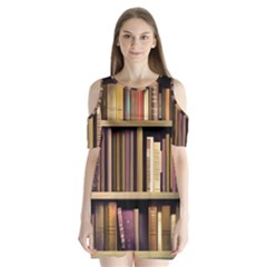 Books Bookshelves Office Fantasy Background Artwork Book Cover Apothecary Book Nook Literature Libra Shoulder Cutout Velvet One Piece by Posterlux