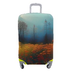 Wildflowers Field Outdoors Clouds Trees Cover Art Storm Mysterious Dream Landscape Luggage Cover (small) by Posterlux