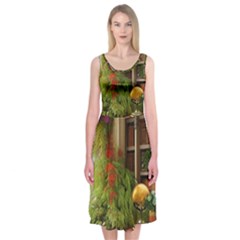 Room Interior Library Books Bookshelves Reading Literature Study Fiction Old Manor Book Nook Reading Midi Sleeveless Dress by Posterlux