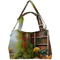Room Interior Library Books Bookshelves Reading Literature Study Fiction Old Manor Book Nook Reading Double Compartment Shoulder Bag by Posterlux
