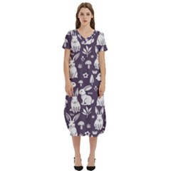 Easter Bunny Pattern T-shirt Midi Dress With Pockets by Valentinaart