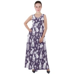 Easter Bunny Pattern Empire Waist Velour Maxi Dress by Valentinaart