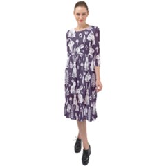 Easter Bunny Pattern Ruffle End Midi Chiffon Dress by Valentinaart
