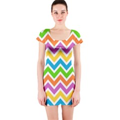 Chevron Pattern Design Texture Short Sleeve Bodycon Dress by Anend