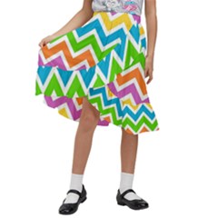Chevron Pattern Design Texture Kids  Ruffle Flared Wrap Midi Skirt by Anend