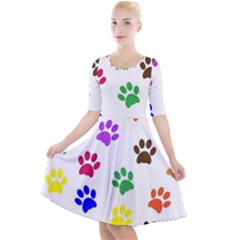 Pawprints Paw Prints Paw Animal Quarter Sleeve A-line Dress by Anend