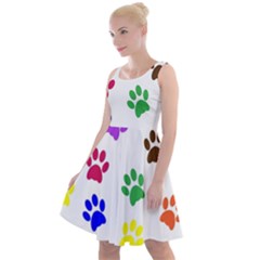 Pawprints Paw Prints Paw Animal Knee Length Skater Dress by Anend