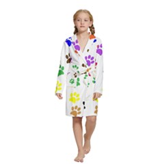 Pawprints Paw Prints Paw Animal Kids  Long Sleeve Velvet Lounge Robe by Anend