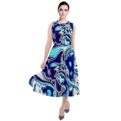 Trippy Dippy Bears Blue Dancing Greatful Dead Skull Steal Your Face Round Neck Boho Dress by Salmanaz77