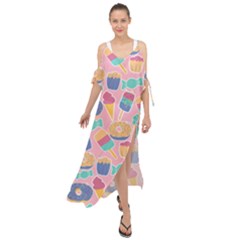 Ice Cream Donut Sweets Candie Maxi Chiffon Cover Up Dress by Apenda