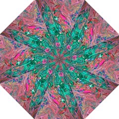 Green Pour Hook Handle Umbrellas (large) by kaleidomarblingart