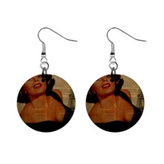 Vintage Newspaper Print Pin Up Girl Paris Eiffel Tower Mini Button Earrings by chicelegantboutique