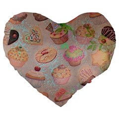 French Pastry Vintage Scripts Cookies Cupcakes Vintage Paris Fashion 19  Premium Heart Shape Cushion by chicelegantboutique