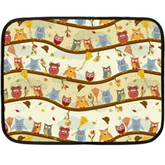 Autumn Owls Mini Fleece Blanket (single Sided) by Ancello