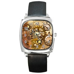 Steampunk Square Leather Watch by Ancello