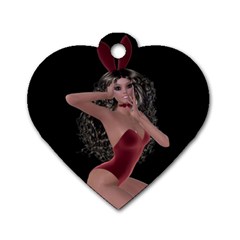 Miss Bunny In Red Lingerie Dog Tag Heart (two Sided) by goldenjackal