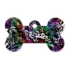Urock Musicians Twisted Rainbow Notes  Dog Tag Bone (one Sided) by UROCKtheWorldDesign