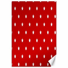 White Stars On Red Canvas 12  X 18  (unframed) by StuffOrSomething