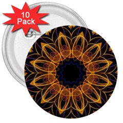 Yellow Purple Lotus Mandala 3  Button (10 Pack) by Zandiepants