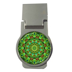 Peacock Feathers Mandala Money Clip (round) by Zandiepants