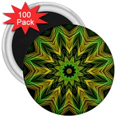 Woven Jungle Leaves Mandala 3  Button Magnet (100 Pack) by Zandiepants