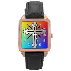 Cross Rose Gold Leather Watch  by Siebenhuehner