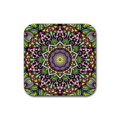 Psychedelic Leaves Mandala Drink Coaster (square) by Zandiepants