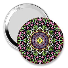 Psychedelic Leaves Mandala 3  Handbag Mirror by Zandiepants