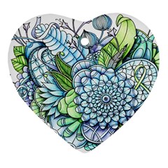 Peaceful Flower Garden 2 Heart Ornament (two Sides) by Zandiepants