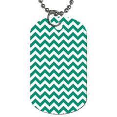 Emerald Green And White Zigzag Dog Tag (two-sided)  by Zandiepants