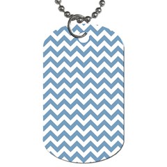 Blue And White Zigzag Dog Tag (two-sided)  by Zandiepants