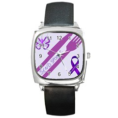 Send Spoons Square Leather Watch by FunWithFibro