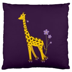 Purple Roller Skating Cute Cartoon Giraffe Large Cushion Case (single Sided)  by CreaturesStore