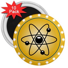Atom Symbol 3  Button Magnet (10 Pack) by StuffOrSomething