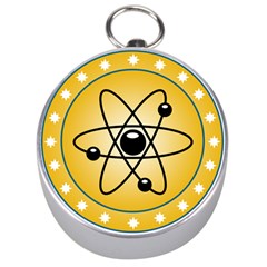 Atom Symbol Silver Compass by StuffOrSomething