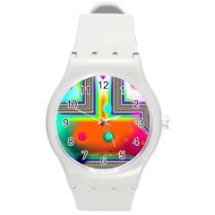 Crossroads Of Awakening, Abstract Rainbow Doorway  Plastic Sport Watch (medium) by DianeClancy