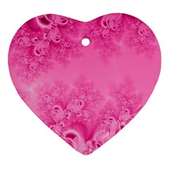 Soft Pink Frost Of Morning Fractal Heart Ornament by Artist4God