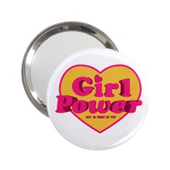 Girl Power Heart Shaped Typographic Design Quote Handbag Mirror (2 25 ) by dflcprints