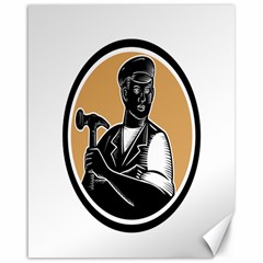 Carpenter Holding Hammer Woodcut Canvas 16  X 20  (unframed) by retrovectors